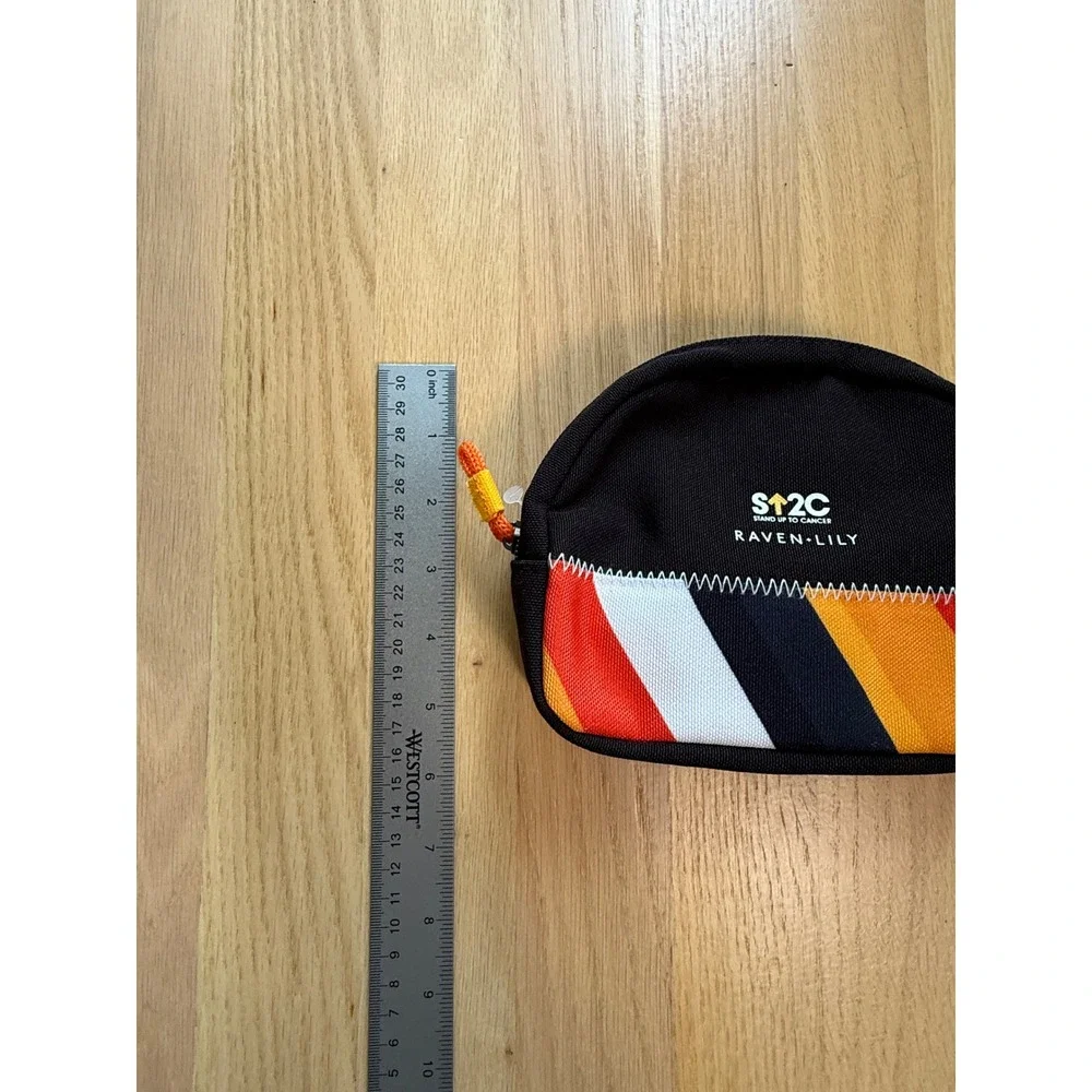 NWT RAVEN+LILY AA Pouch Black Striped Stand Up To Cancer Canvas Bag Amenity Kit